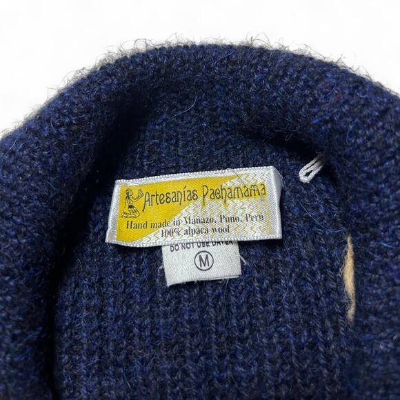 Artesanías Pachamama 100% Alpaca Wool Hand Knit Polo Sweater Jumper Medium - Picture 6 of 7